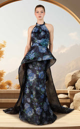 1 of 2 Janique 34981 Twilight Blossoms/Black/Blue
