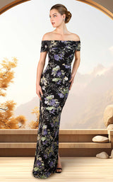 1 of 2 Janique 44445 Secret Garden/Black/Lavender