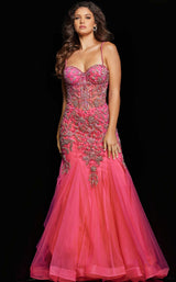2 of 8 Jovani 23125 Hot Pink/Silver