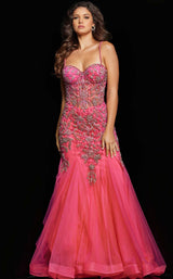 1 of 8 Jovani 23125 Hot Pink/Silver