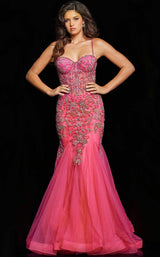 3 of 8 Jovani 23125 Hot Pink/Silver