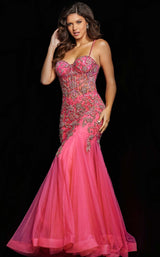 6 of 8 Jovani 23125 Hot Pink/Silver
