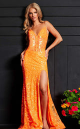 2 of 4 Jovani 23216 Neon-Orange