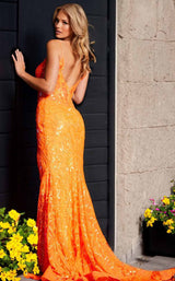 3 of 4 Jovani 23216 Neon-Orange