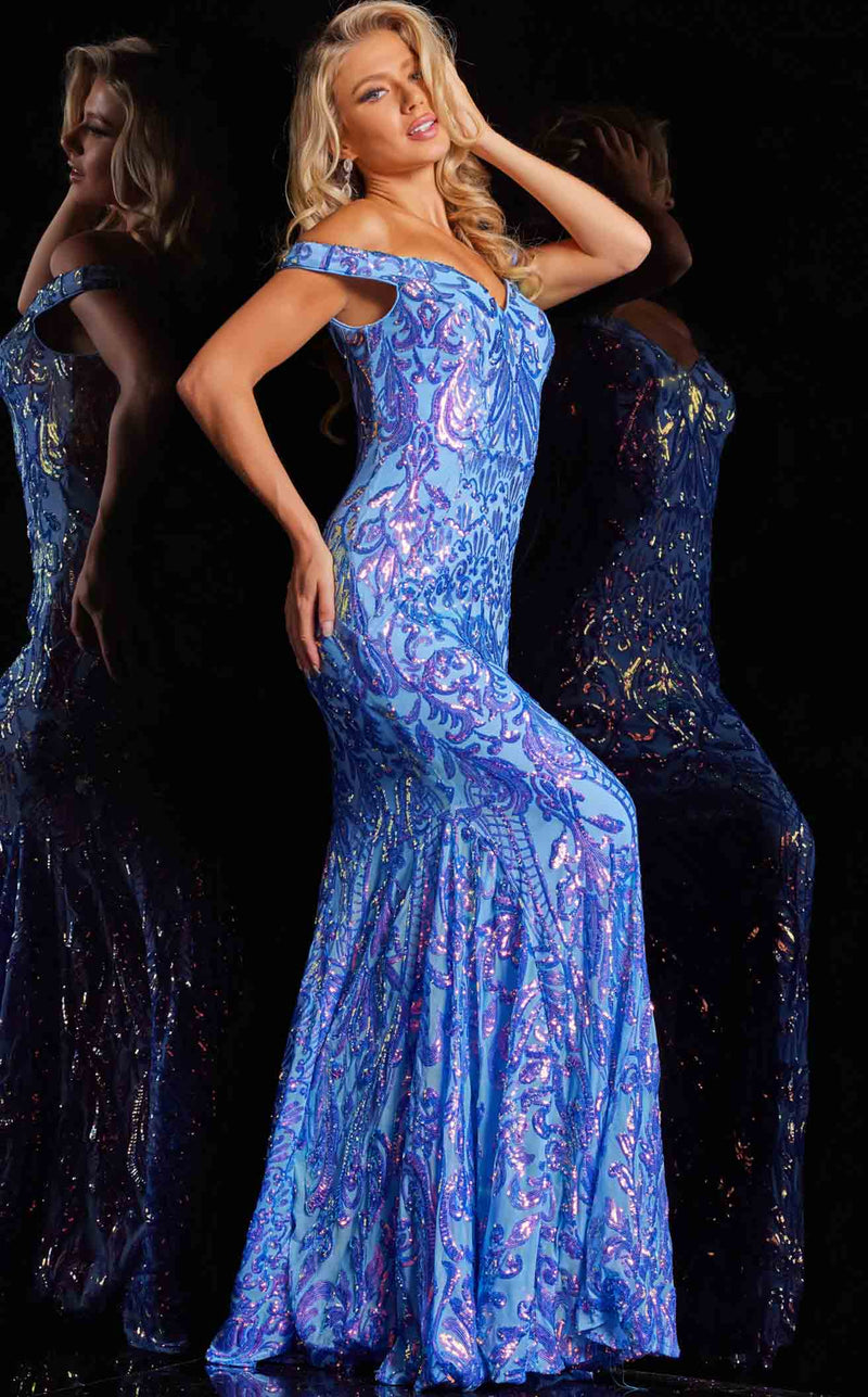 Jovani 23675 Blue/Purple