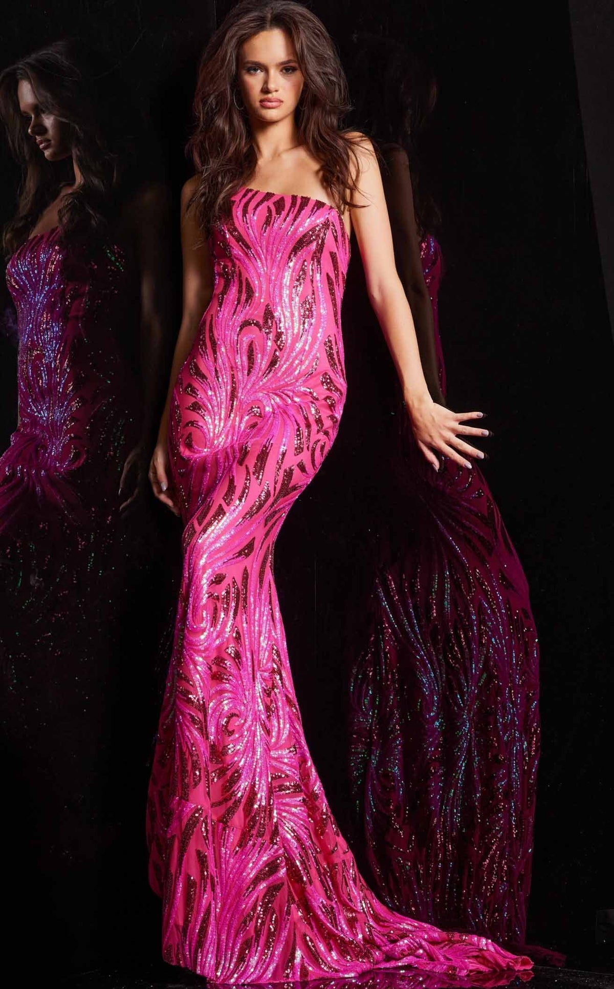 strapless open back dress Corset-Bodice Long Satin Halter Prom Dress main image 1