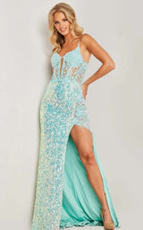 1 of 7 Jovani 24299 Aqua