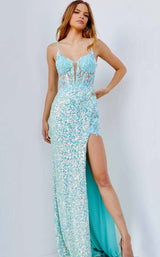 4 of 7 Jovani 24299 Aqua