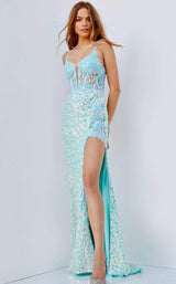6 of 7 Jovani 24299 Aqua