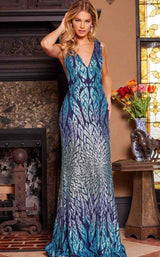 2 of 3 Jovani 25687 Blue-Multi