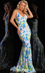 2 of 4 Jovani 26130 Yellow-Blue