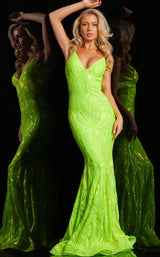 2 of 7 Jovani 36656 Neon Green