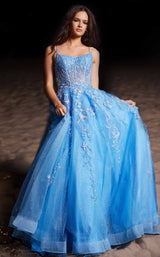 1 of 8 Jovani 37421 Blue