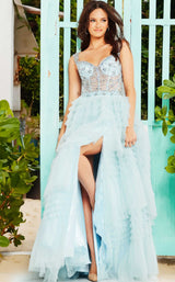 2 of 3 Jovani 37438 Grey/Blue