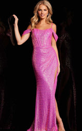 1 of 3 Jovani 37452 Hot-Pink