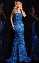 2 of 3 Jovani 37687 Blue Multi