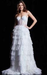 8 of 10 Jovani 38165 Iridescent White