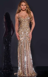 1 of 5 Jovani 38300 Nude/Gold Multi
