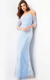 3 of 5 Jovani 38614 Light Blue