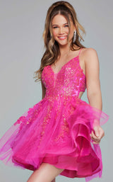 1 of 3 Jovani 40384 Hot-Pink