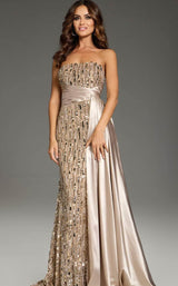 2 of 3 Jovani 42427 Nude/Gold