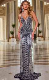 1 of 2 Jovani 44723 Black/Silver