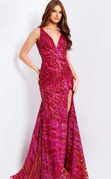 2 of 4 Jovani 47682 Fuchsia-Multi