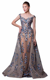 1 of 6 Mnm Couture K3595 Nude-Blue