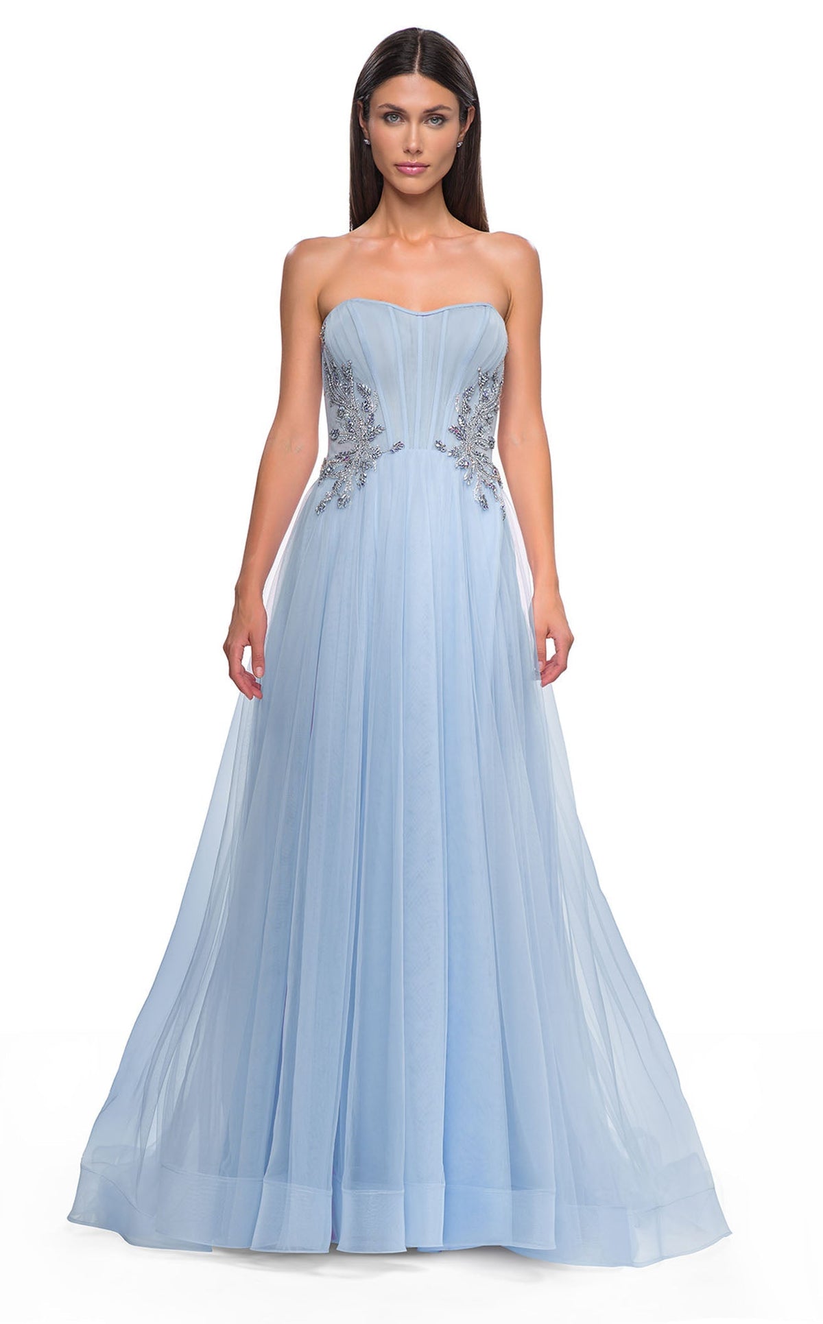blue dress for baby girl A Line Strapless Tiered Tulle Short Birthday Dress Sweet 16 Dress WD24 –  winkbridal main image 0