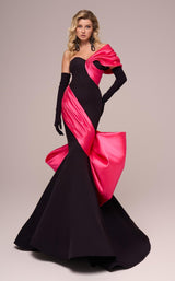3 of 12 MNM Couture F02883 Black/Fuchsia