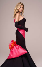 9 of 12 MNM Couture F02883 Black/Fuchsia