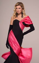 5 of 12 MNM Couture F02883 Black/Fuchsia