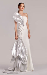 1 of 7 MNM Couture G1824 Off White Silver