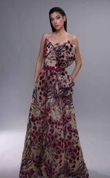 1 of 4 MNM Couture K4078 Beige/Fuchsia