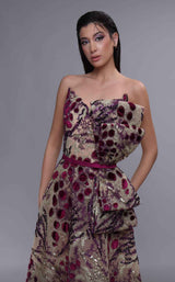 2 of 4 MNM Couture K4078 Beige/Fuchsia