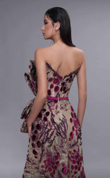 3 of 4 MNM Couture K4078 Beige/Fuchsia