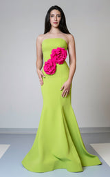 3 of 13 MNM Couture V07548 Green-Fuchsia