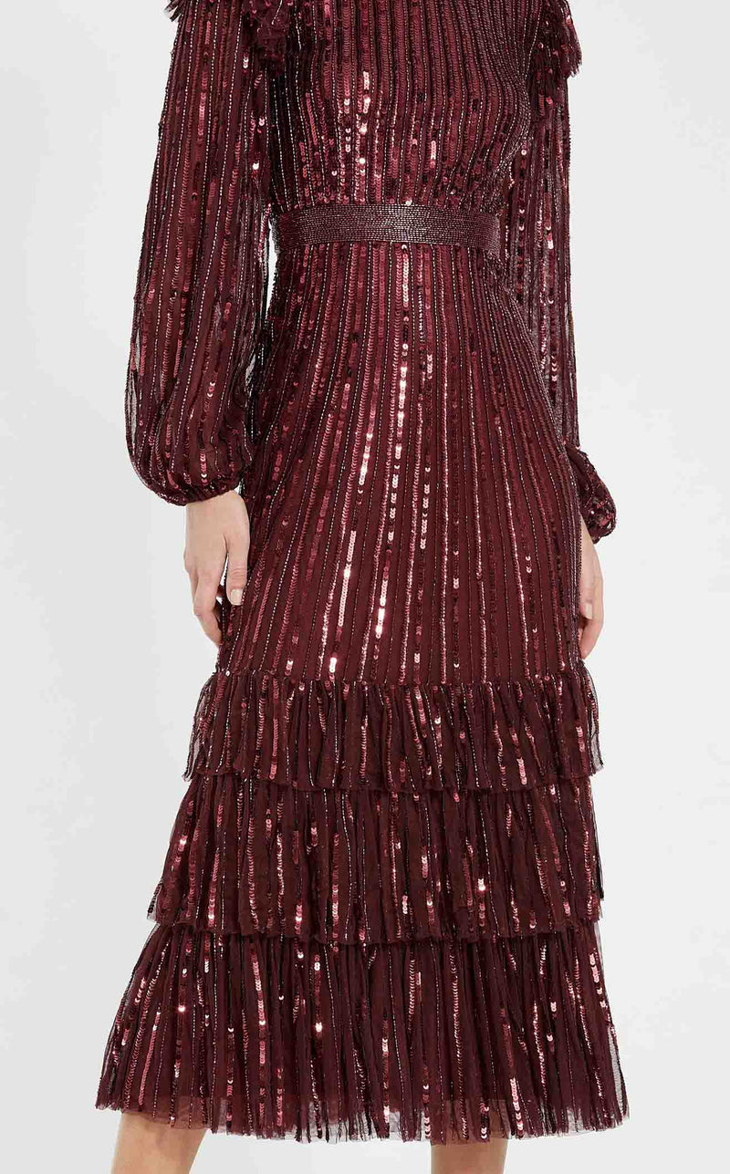 mac duggal burgundy dress Mac Duggal Velvet Column Gown With 3D Floral Appliqu