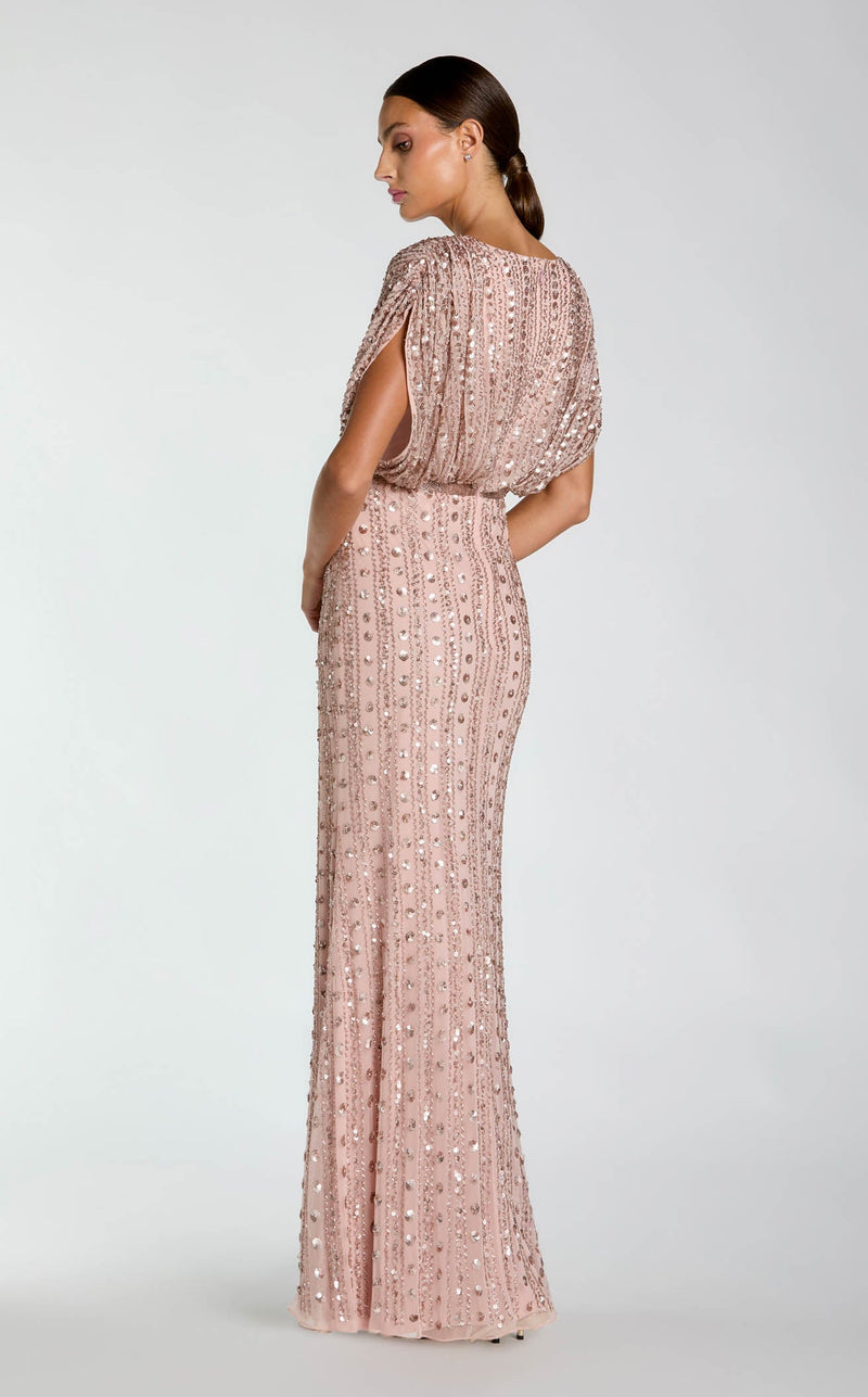 Mac Duggal Women's Beaded Mesh Blouson V Neck Column Gown - Multi - Size 8