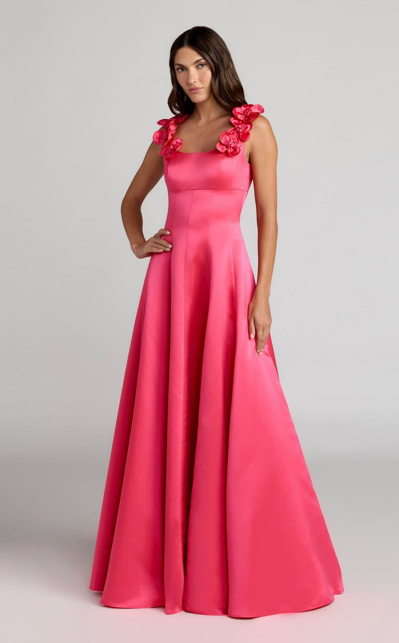 pink mac duggal dress Women's Embellished Satin Square-Neck Gown - Hot Gorgeous Beading Floral Bridal About The Brand SCH007424_W_S Color:BAHAMA BLUE