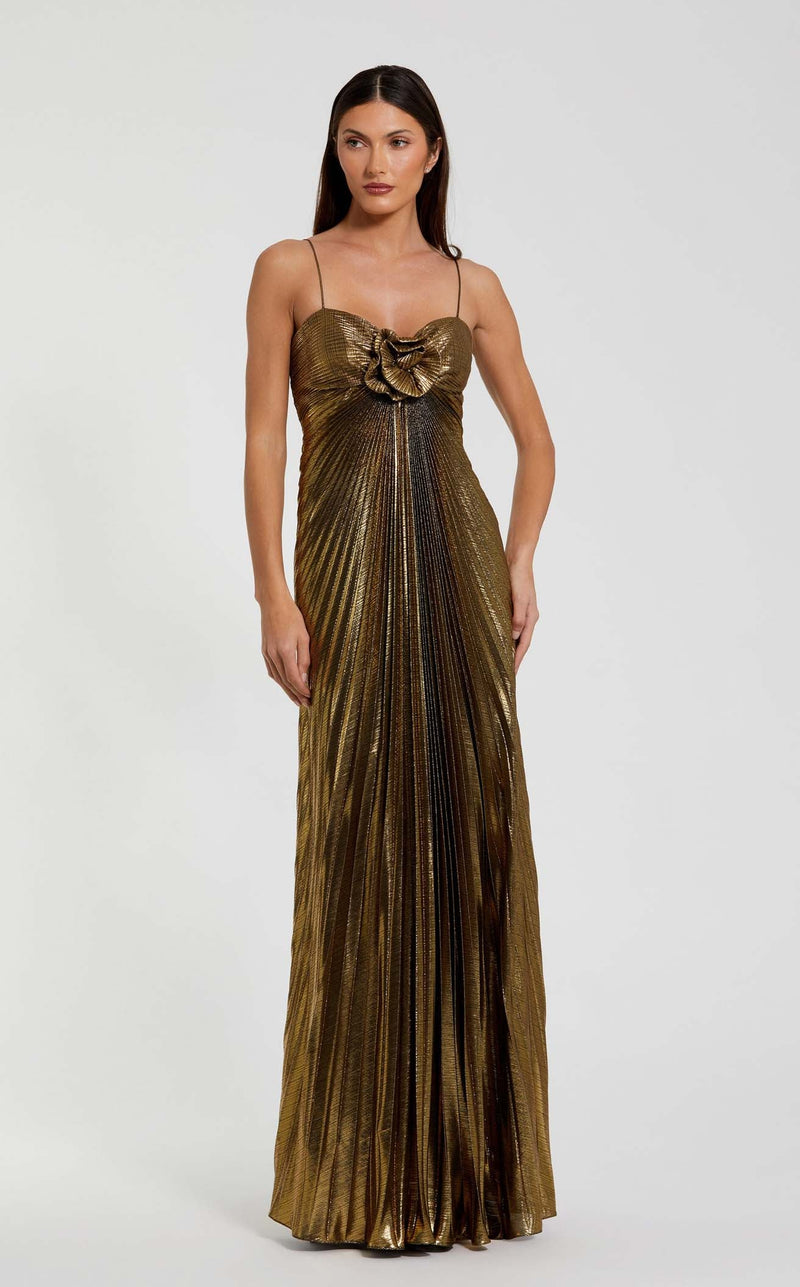 mac duggal gold dresses Gold One Shoulder Metallic Ball Gown main image 1