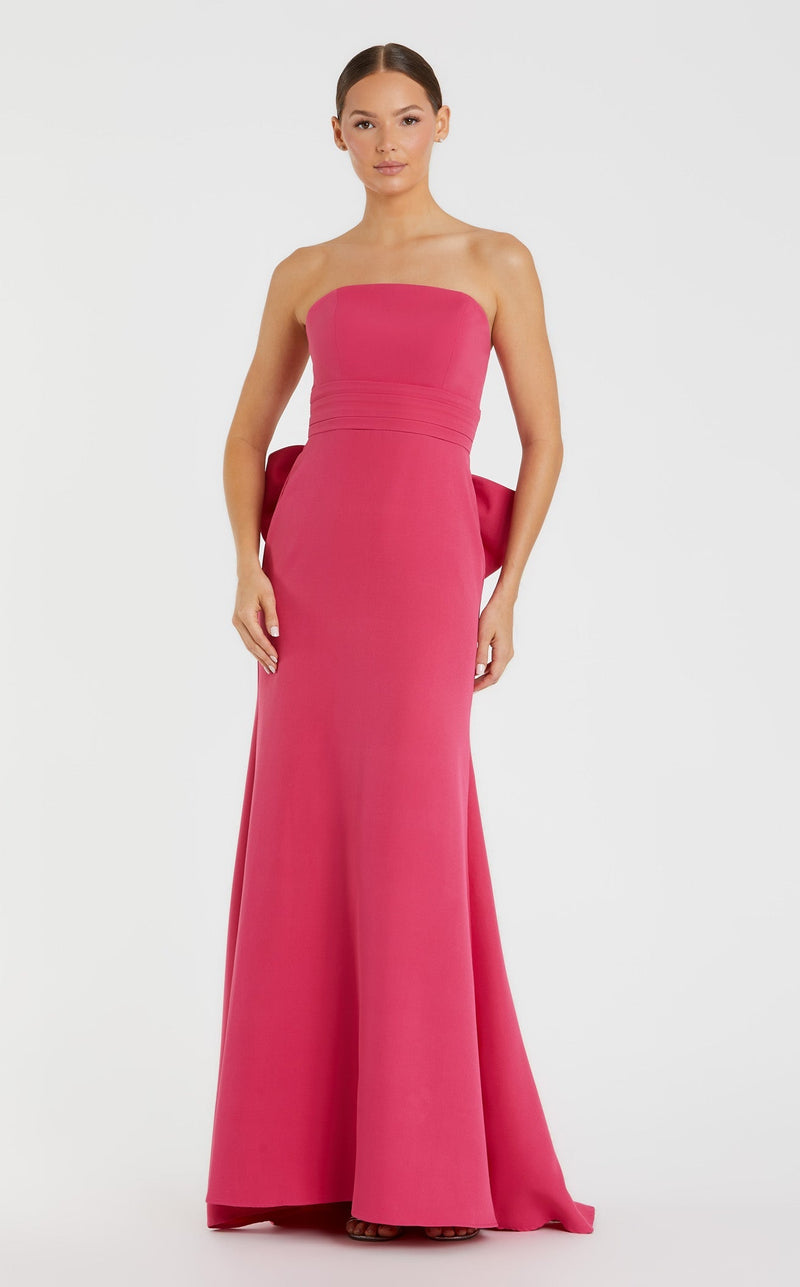 Mac Duggal Women's Crepe Bow Strapless Gown - Hot Pink