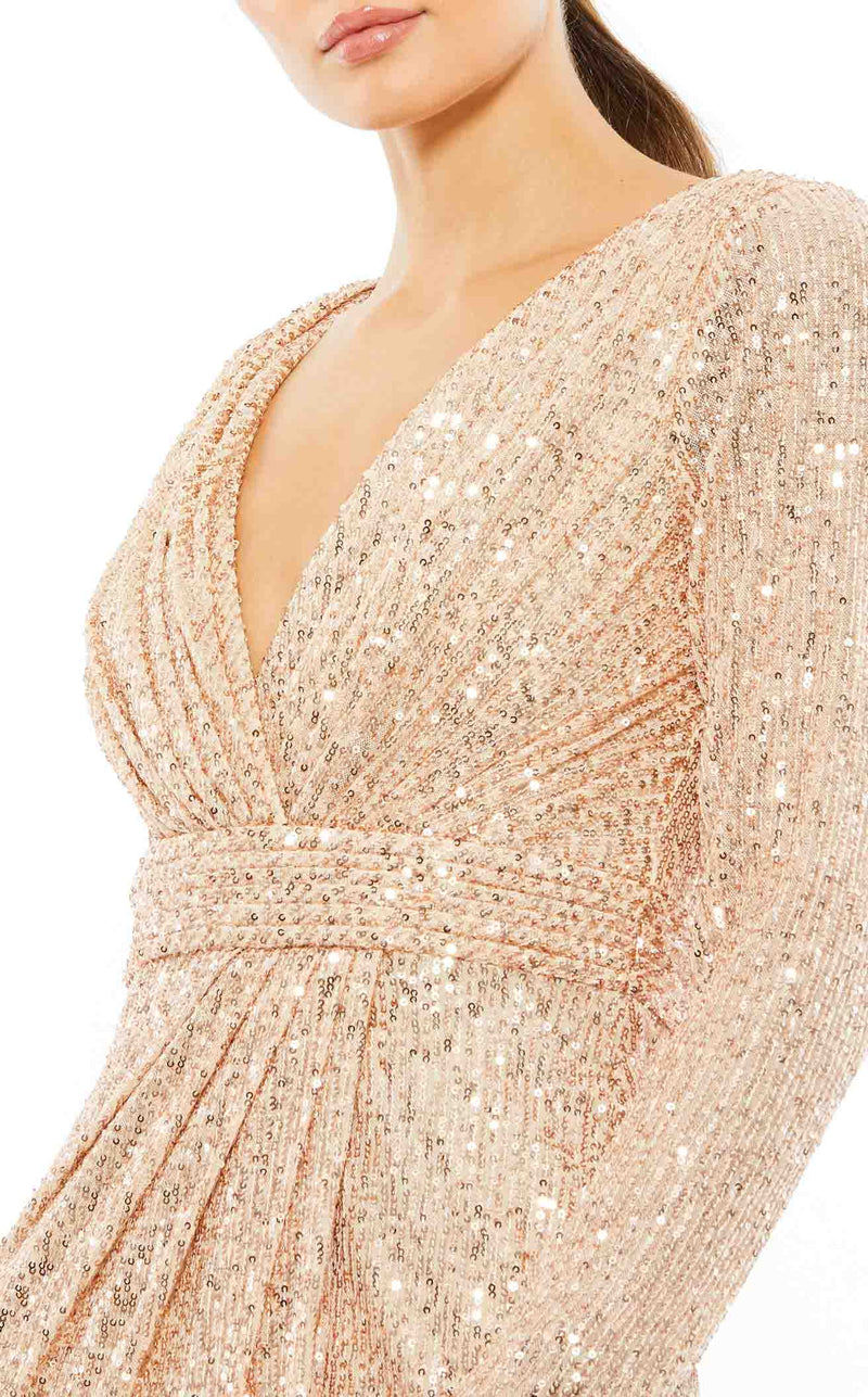 mac duggal rose gold dress A26555 Size:US XS Make a statement in Knit Kourtney Flutter Sleeve Mini
