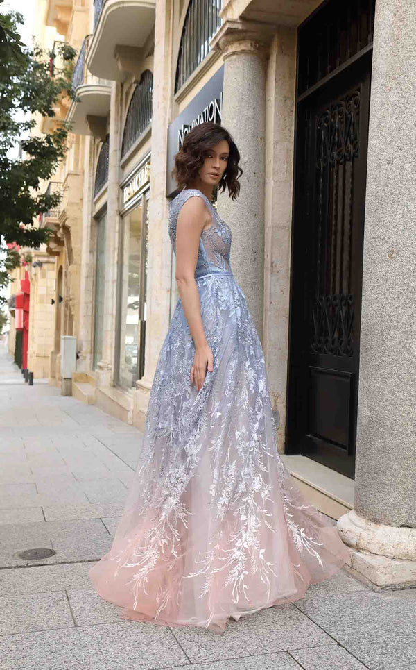 Modessa Couture M19073 Blue/Pink