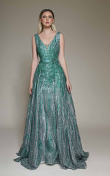 1 of 2 Modessa Couture M19092 Green-Silver