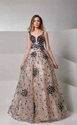 1 of 6 Modessa Couture M20217 Sand/Navy
