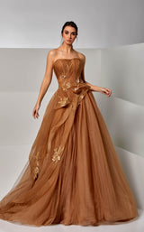 1 of 4 Modessa Couture M20226 Tobacco Brown