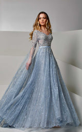 1 of 4 Modessa Couture M20252 Blue-Fog