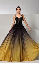1 of 4 Modessa Couture M20284 Black/Yellow