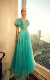 2 of 4 Modessa Couture M20331 Aqua